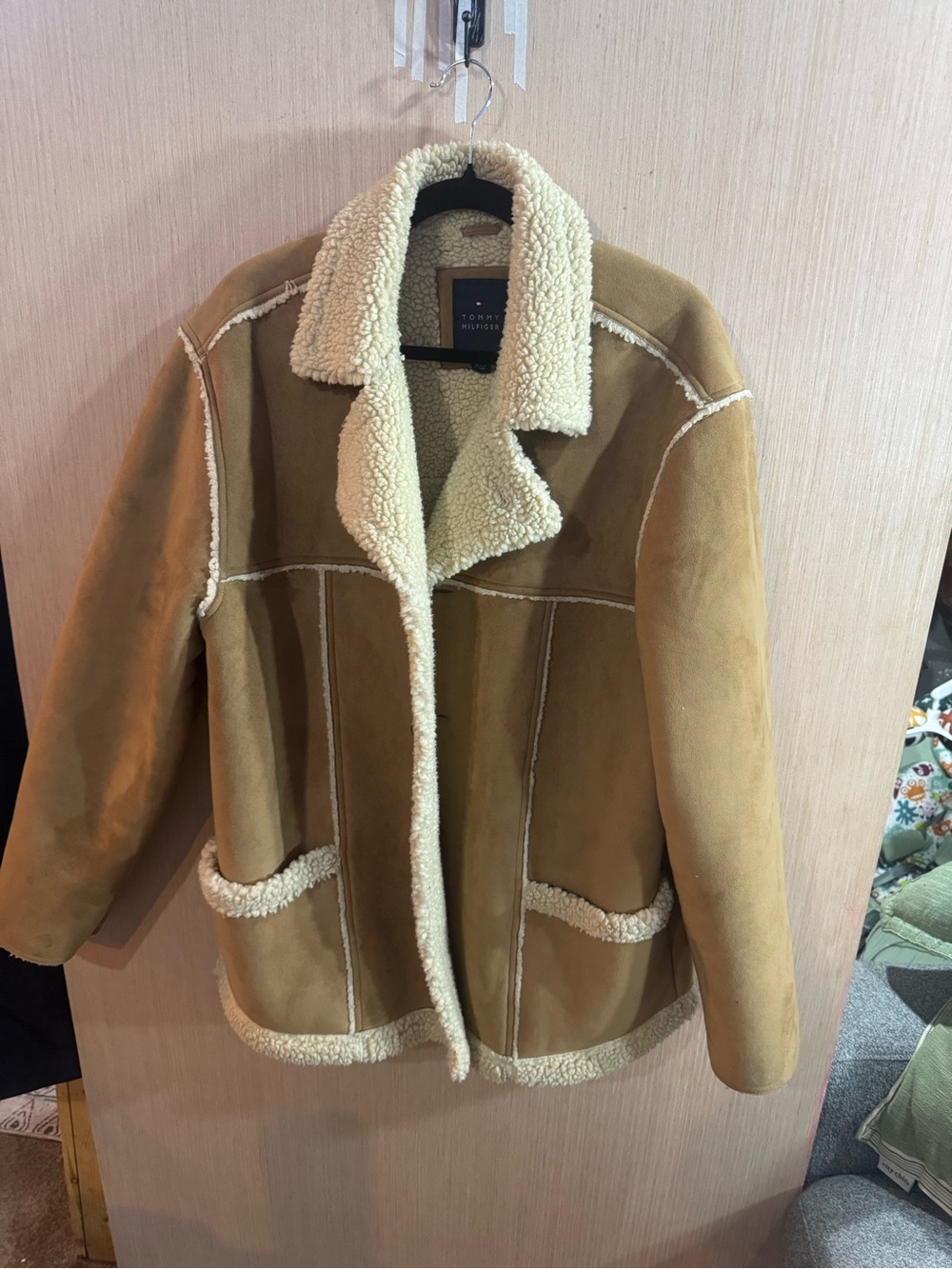 Tommy Hilfiger Camel Faux Shearling-Sherpa Lined Jacket Size Large